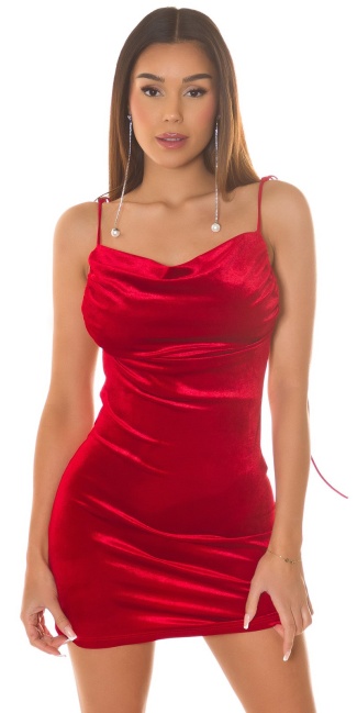 Velvet Look Minidress with open back Red